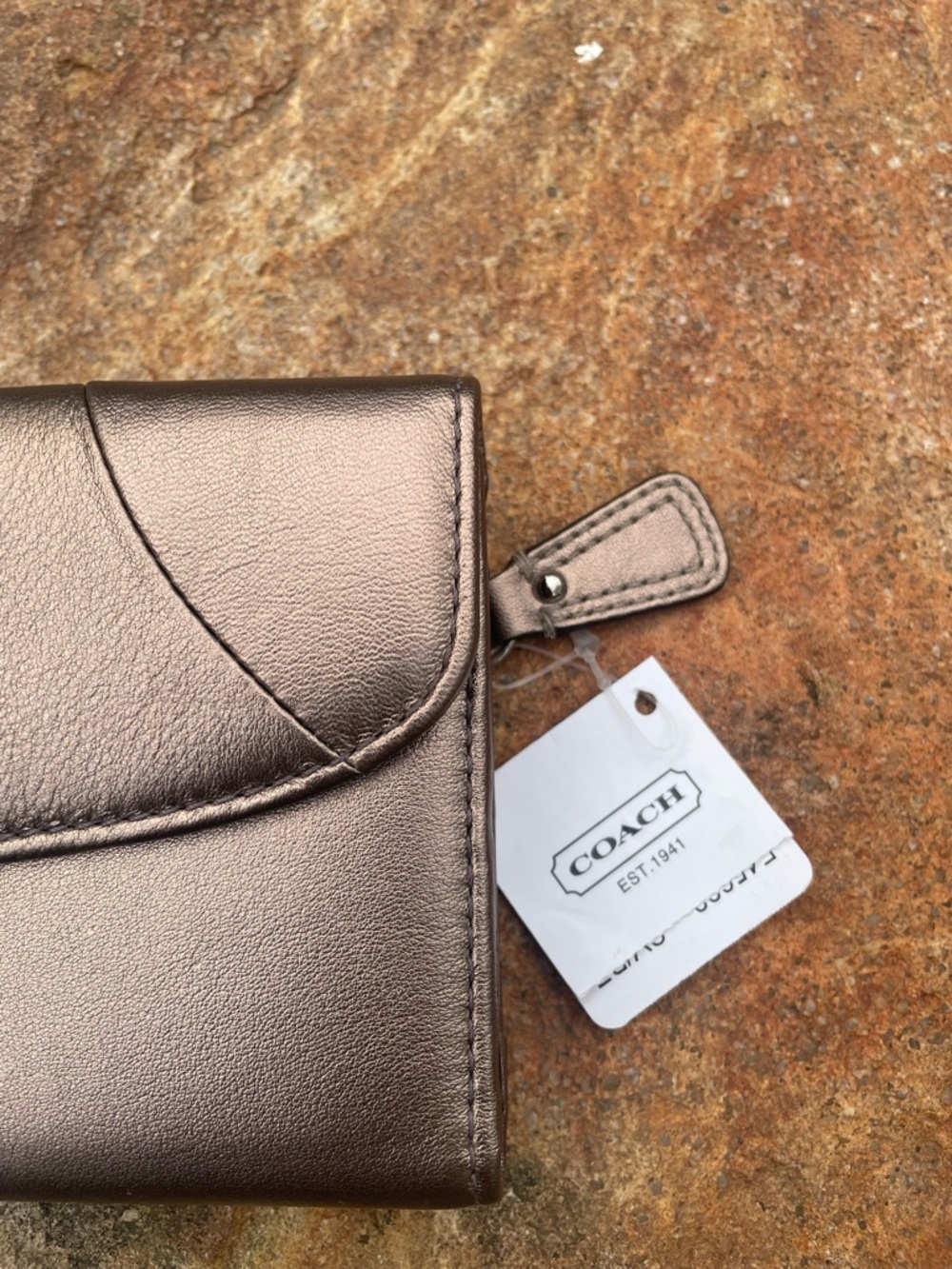 NWT Coach Metallic Bronze Soho Leather Buckle Slim Envelope Wallet (CSR) - Picture 8 of 12